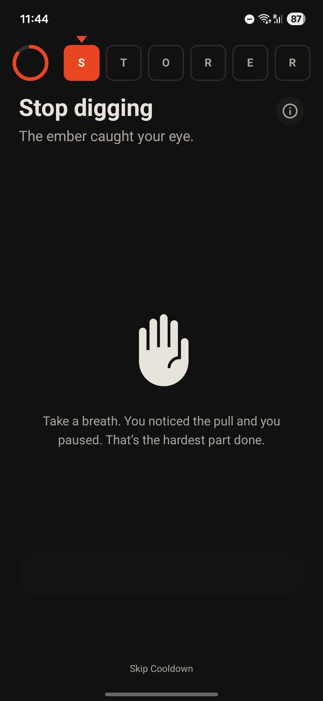 Stop — pause and notice the pull